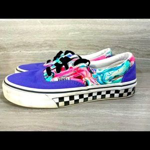 Vans Swirl Checkered Low Multicolor Shoes Sz 5